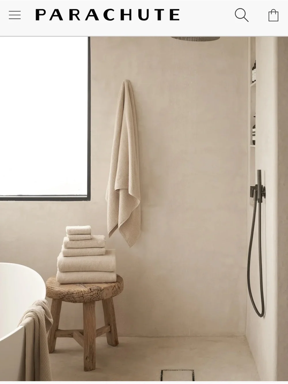 Parachute Ribbed Bath Towel - Natural Cream